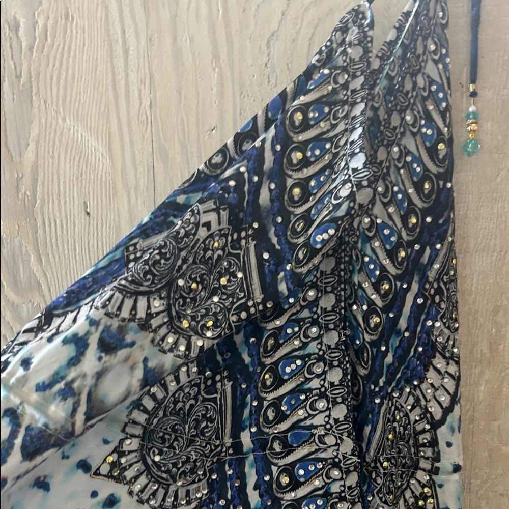 Blue and Black Patterned Scarf